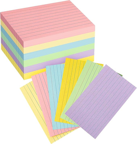 Colored Lined Index Cards 3x5 Ruled-Goefun 300 Sheets Lined Note Cards 3 x 5 Color Flashcards for Studying, Note Taking, To Do List