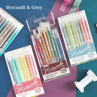 0.5mm Journal Colouring Pens, Assorted Rainbow Colors Pens Set of 9 for Adults Journal Coloring Calligraphy,Made for Everyday Writing, Journals,Drawing,Coloring Books (Morandi-Retro Color)
