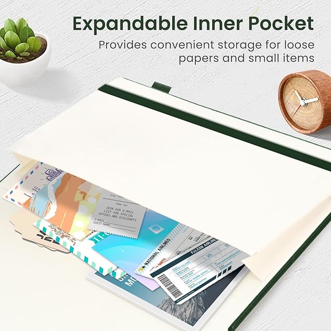 Lined Journal Notebook for Women & Men, Hardcover Leather Journal for writing, A5 College Ruled Notebook for Work & Note Taking, Perfect for Office School Home Supplies, 160 Pages, Dark Green