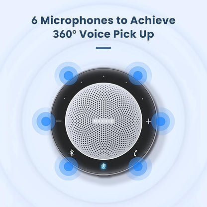 Enther&MAXHUB Bluetooth Speakerphone,USB Conference Speaker with 360° Voice Pickup&6 Microphones,Noise Reduction,Compatible with Zoom,Teams,Skype,Ideal for Professional Conference Call&Home Office