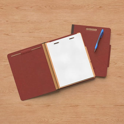 Amazon Basics Pressboard Classification File Folder with Fasteners, 2 Dividers, 2-Inch Expansion, Pack of 10, 12.17 x 10.67 inch (Letter), Red