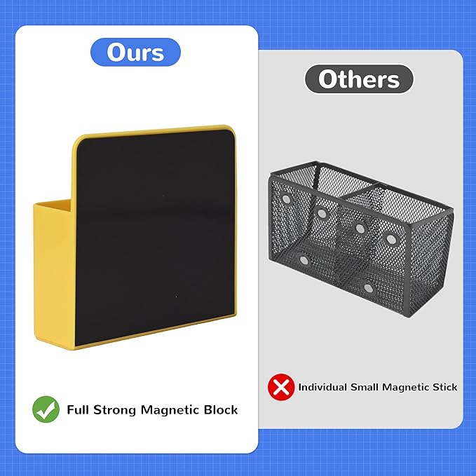 Magnetic Dry Erase Marker Holder, Magnetic Pen Marker Holder for Whiteboard, Fridge, Locker Accessories, School, Office, Home, Magnet Pen Cup,1 Pack, Yellow