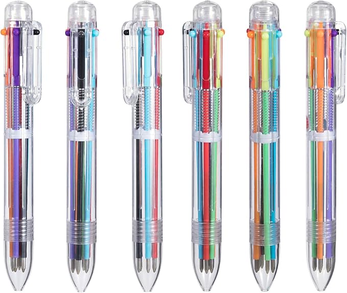 favide 22 Pack 0.5mm 6-in-1 Multicolor Ballpoint Pen,6-Color Retractable Ballpoint Pens for Office School Supplies Students Children Gift,Kids Party Favors