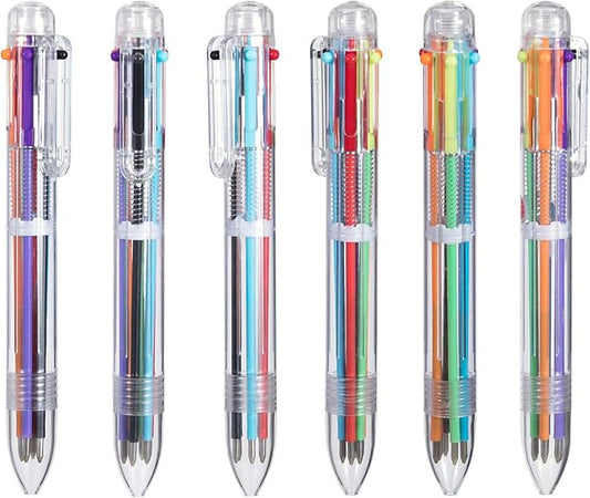 favide 22 Pack 0.5mm 6-in-1 Multicolor Ballpoint Pen,6-Color Retractable Ballpoint Pens for Office School Supplies Students Children Gift,Kids Party Favors