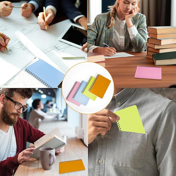 Spiral Notebook 4Pack Pocket Notebook 4.2"x 6.1" Pocket Notepad Small Notebook (4Pack Spiral Notebook-2)