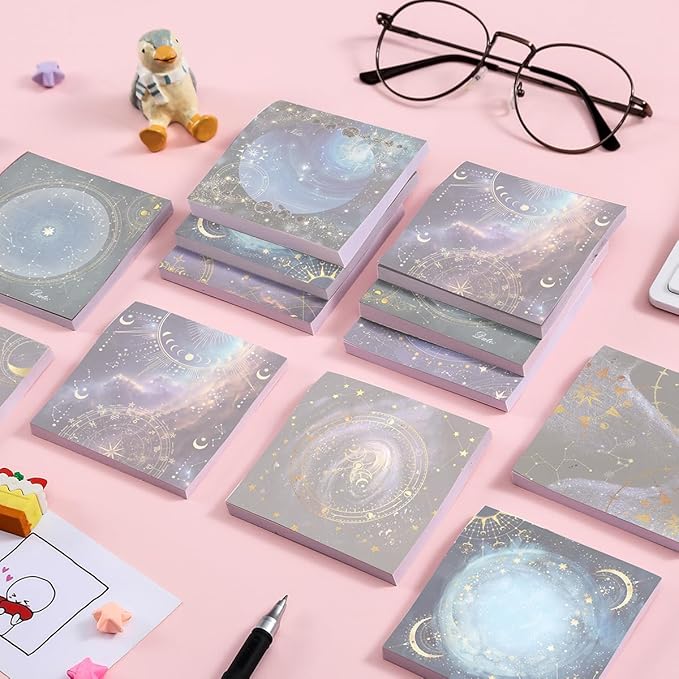 Post it Notes 3x3 Cute and Aesthetic Sticky Notes Planner Notepad - 450 Sheets - Desk Accessories for School, Office, and Home - Ideal Gifts for Teachers, Women, and Coworkers (Astrology Fantasy)