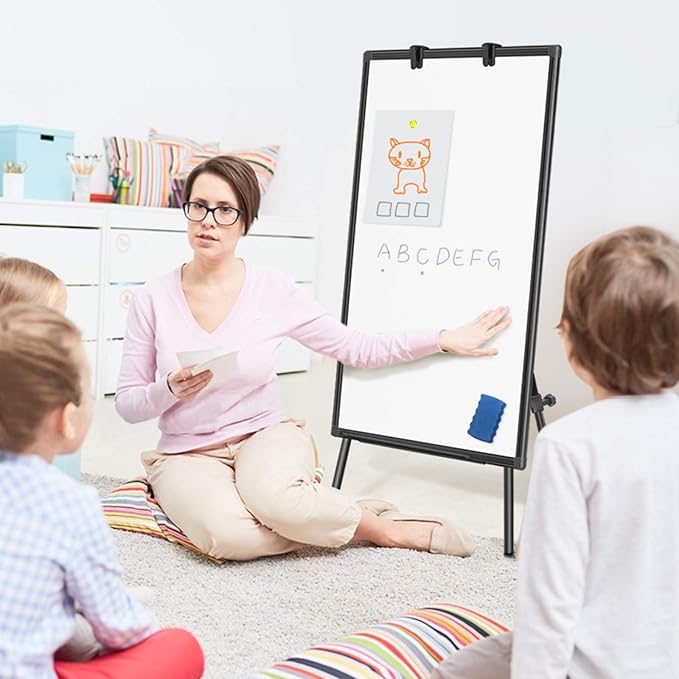 Easel Whiteboard - Magnetic Portable Dry Erase Easel Board 36 x 24 Tripod Whiteboard Height Adjustable Flipchart Easel Stand White Board for Office or Teaching at Home & Classroom (Black)