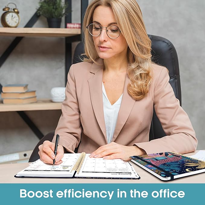 2026 Planner, Aesthetic Weekly and Monthly Planner for Women, Jan 2026 to Dec 2026, Hardcover 2026 Calendar Book with Monthly Tabs, Inner Pocket, Perfect for Office Home School - A5 (6.3" x 8.5"), Midnight Jungle