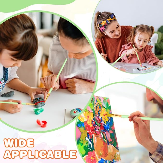 ESRICH Paint Brushes Set,2 Packs 20 Pcs Acrylic Paint Brush Set,St. Patrick's Party Acrylic Oil Watercolor, Face Nail Art, Miniature Detailing,Rock Painting,Painting Artist Professional Kits,Green