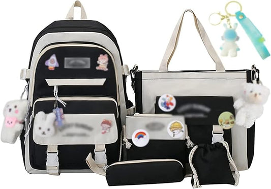 Kawaii Backpack 5Pcs Set Lightweight aesthetic backpack,Teens laptop computer cute backpacks for girls (girls backpack,one size)