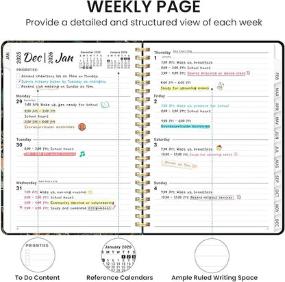 2026 Planner, Aesthetic Weekly and Monthly Planner for Women, Jan 2026 to Dec 2026, Hardcover 2026 Calendar Book with Monthly Tabs, Inner Pocket, Perfect for Office Home School - A5 (6.3" x 8.5"), Enchanted Grove