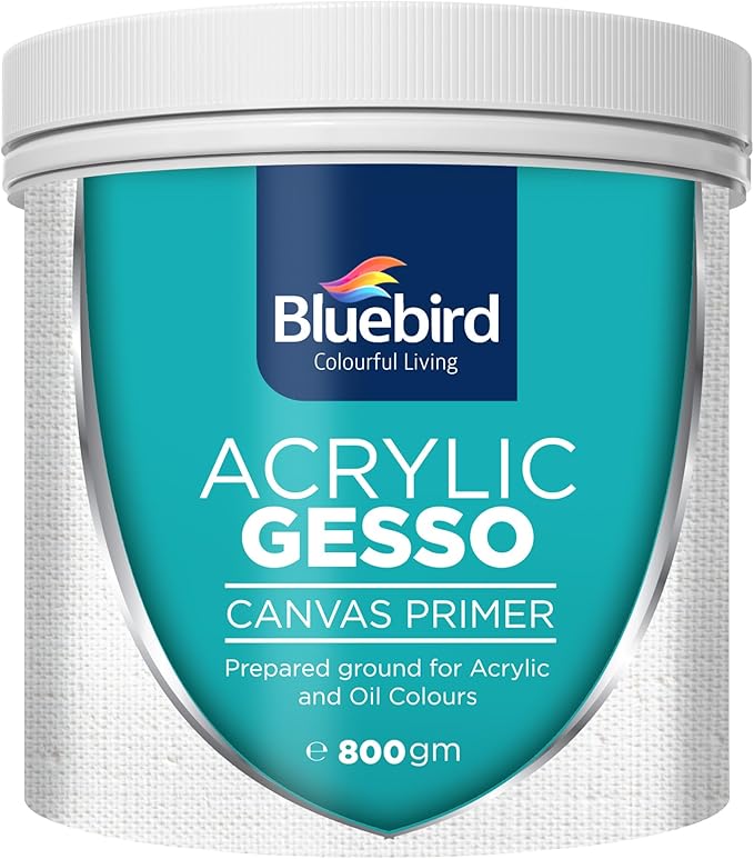 Bluebird Heavy Gesso Primer for Acrylic Painting, White, 513ML / 28.2Oz Full Tub, Gesso Surface Prep Medium For Acrylic Paint and Oil Paint