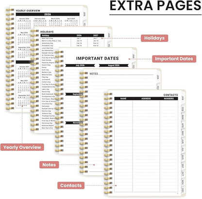 2026 Planner, Aesthetic Weekly and Monthly Planner for Women, Jan 2026 to Dec 2026, Hardcover 2026 Calendar Book with Monthly Tabs, Inner Pocket, Perfect for Office Home School - A5 (6.3" x 8.5"), Butterfly Beetles