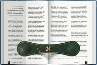 Book Weight Page Holder Heavy Genuine Leather Book Open Holder for Men Women Cookbook Weighted Bookmarks Gift for Writer Reader (02Bookmark Page Holder-Green)