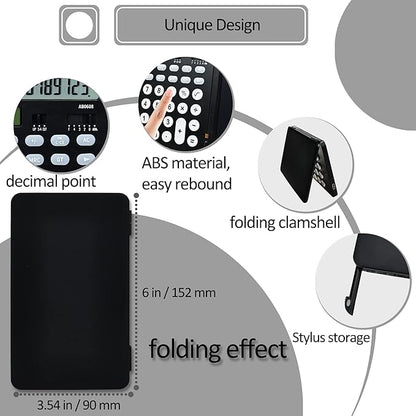 VEWINGL Calculator with Notepad,12 Digit Large Display Office Desk Calcultors,Dual Power Rechargeable and Solar 2 in1 Multi Function Calculator,Suitable for office,School,Home and Business use (Black)