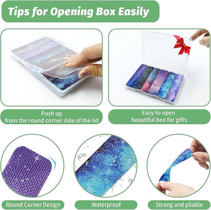 72 Pieces Anxiety Sensory Stickers with Storage Box - Calming Stickers 2 Textured Surface - Fidget Strips for Office & Classroom Desk Adult & Teen Stress (Galaxy)