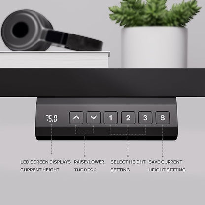 Dual Motor Electric Standing Desk Frame, Height Adjustable Table Legs for Max 90″ x 44″ Desktop with 265 lbs Capacity, Ergonomic Sit Stand Up Desk Base for Home Office, Black Frame Only