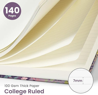 Pretty Cute Lined Spiral Journal Notebook for Women, Aesthetic College Ruled Notebook for Work & Note Taking, A5 Hardcover Journal for Writing, 140 Pages, Lavendar Floral