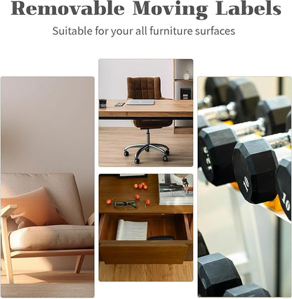 2” x 3’’ Removable Waterproof Home Moving Box Packing Labels for 1/2/3/4 Bedroom Rooms, 9 Designs Color-Coded Moving Stickers Including Fragile 、Heavy and Blank Labels (300 Labels)