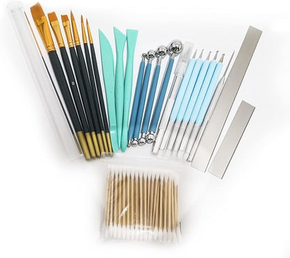24Pcs Polymer Clay Tools Supplies Kit Roller Pin Sculpting Clay Cutters for Earring Jewelry Acrylic Roller Modeling Precision Knife Set Needle Detail