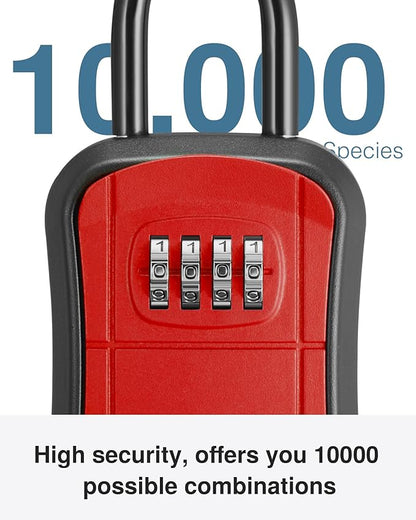 Puroma Key Lock Box, Portable Combination Lockbox Wall-Mounted Key Storage Box for House Keys, Resettable Code Safe Security Lock Box for Home, Office, Apartment Spare Key Storage (1 Pack, Red)