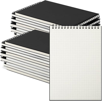 Graph Paper Spiral Notepad A5 Top Wirebound Notepad Grid Notebook Steno Pads Memo Notebook Grid Paper 140 Pages for Writing Sketching Drawing Office Supplies(Black,18 Pack)