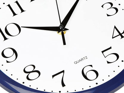Bernhard Products Navy Wall Clock Silent Non Ticking - 10 Inch Quality Quartz Battery Operated Round Easy to Read Home/Kitchen/Office/Classroom/School Clock
