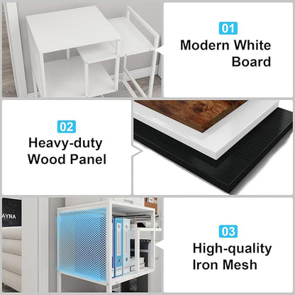 Natwind Mobile Printer Stand with Wheels,Computer Host Cart,PC Tower Stand, Multi-Functional Organizer Shelf for Shredder, Scanner, CPU,File Papers and Other Office Supplies (White)