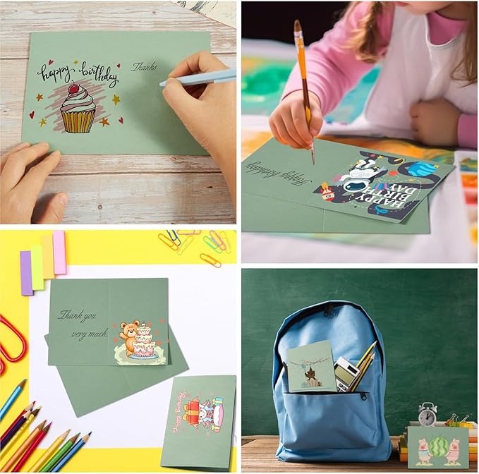 50 Pack Blank Cards Folded Cardstock Thank You Blank Greeting Cards for Invitations, Wedding, Greeting Cards, All Occasion DIY, 5x7 Folded Cards Sage-Green