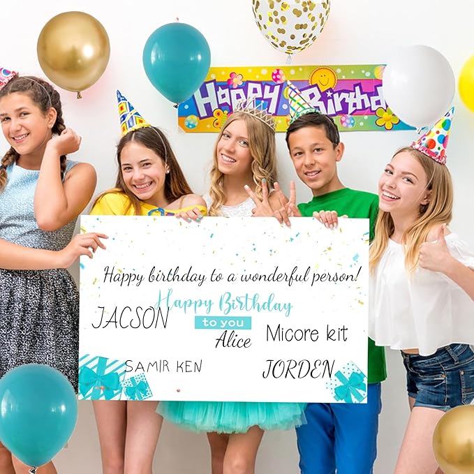 Jumbo Birthday Card, 22 x 14 Inch Extra Large Greeting Card with Envelope for Her, Happy Birthday Giant Guest Book, Oversize Birthday Party Signs Decorations Supplies for Women Girls Wife Mother