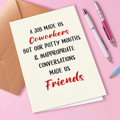 Funny Farewell Card, A Job Makes Us Coworkers, Friends, Perfect For Coworkers, Bosses, Funny Leaving Cards for Him and Her, Leave A greeting Card for Your Best Friend At Work