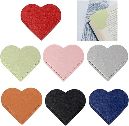Leather Loveheart Bookmark,7pcs Page Corner Marks Reading Book Marker Book Reading Christmas Gift for Book Lovers