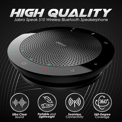 Jabra Speak 510 UC - Portable USB & Bluetooth Conference Speakerphone | Crystal Clear Sound for Meetings Anywhere | Zoom & Google Meet Certified | Optimized for Unified Communications
