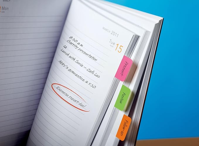 Post-it Tabs, 22/Color, 66/Dispenser, 1 in Wide, Pink, Green, Orange (686-PGO)