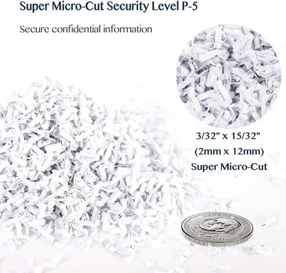 WOLVERINE 8-Sheet Super Micro Cut High Security Level P-5 Ultra Quiet Paper/Credit Card Home Office Shredder with 4.5 gallons Pullout Waste Bin SD9101 (White)