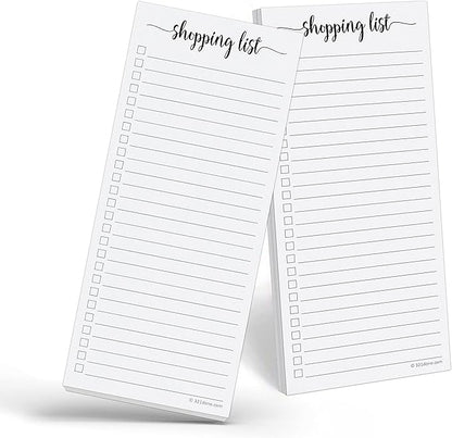 321Done Magnetic Shopping List Notepad 2-Pack - 3.7 x 8.5 (1/3 Sheet Slim Size) Made in USA - College Ruled - Minimalist Handheld Grocery List, Store, Market - Pad for Planning, Organizing, Meal Prep
