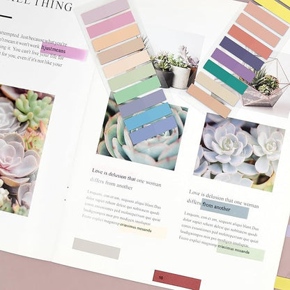 SIQUK 4200 Pieces Sticky Tabs for Annotating Books Tabs Morandi Sticky Flags Clear Transparent Page Markers Strip Page Flags Colored Tabs Writable and Repositionable Book Annotation Tabs