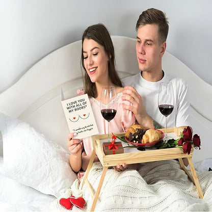 Cute Boobs Valentine's Day Gifts for Husband, Cheeky Anniversary Card Gift for Boyfriend, Hilarious Vday Birthday Card for Him Fiance, Love You With All of My Boobs