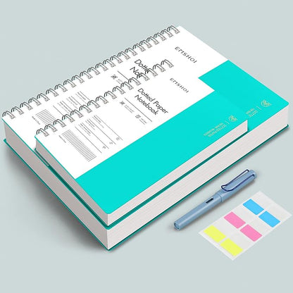 EMSHOI A4 Spiral Notebook Bullet Dotted Journal, 11.2" X 8.27", 300 Pages/150 Sheets, 100gsm Dot Grid Paper, Waterproof Softcover, Twin-Wire Binding, for School Work Writing Note Taking-LightBlue