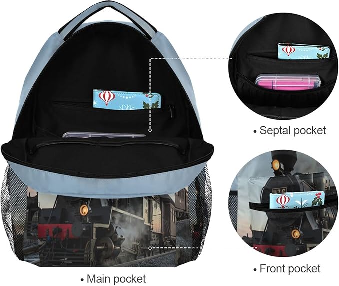 AUUXVA Custom School Backpack for Boys Kids with Name/Text Personalized Bookbag Add Your Name Customized Backpack Cool Train School Bag Laptop Backpack Travel Camping Daypack