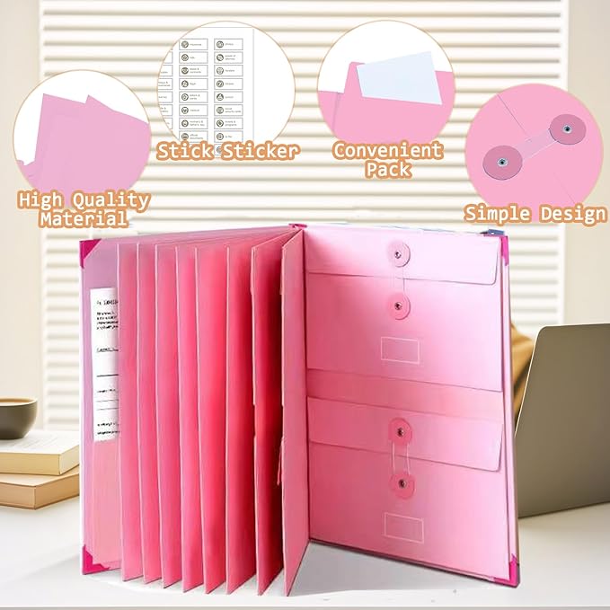 in Case I Go Missing Binder,The Folio Document Organizer,Lifebook Document Organizer with Labels,Suitable for Important Document,Emergency Binder,Life Binder,Passports,and Letters(Pink)