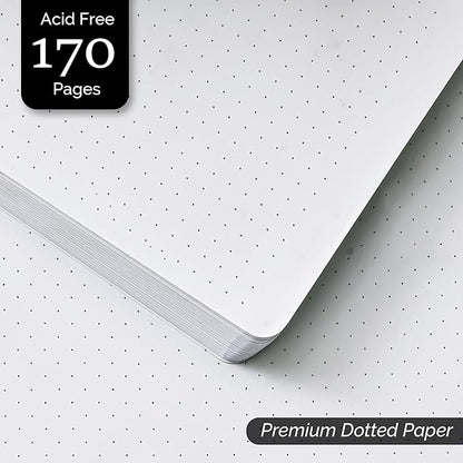 Hardcover Dotted Spiral Journal Notebook For Women & Men - 170 Pages, Spiral Dotted Notebook for Work & Note Taking, Journal for Writing, Drawing - A5 Grey