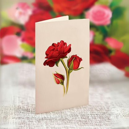 Freshcut Paper Pop Up Cards, Blooming Roses, 12 Inch Life Sized Forever Flower Bouquet 3D Popup Greeting Cards, Valentine's Day, Anniversary Card, Blank Notecard & Envelope