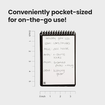 Rocketbook New Mini Reusable Smart Notepad, Pocket Size Notebook 3.5x5.5, Black - Dotted Pages, App-Connected, Erasable, Ideal for On-The-Go List Taking & Quick Notes Anywhere