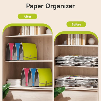 ABC life 3 Pack Expanding File Folder Organizer Poly Pockets A4/Letter Size, Plastic Expandable File Wallet/Colorful Document Folder with Elastic Closure, Premium Accordion File Pouch, 2 Card Holder