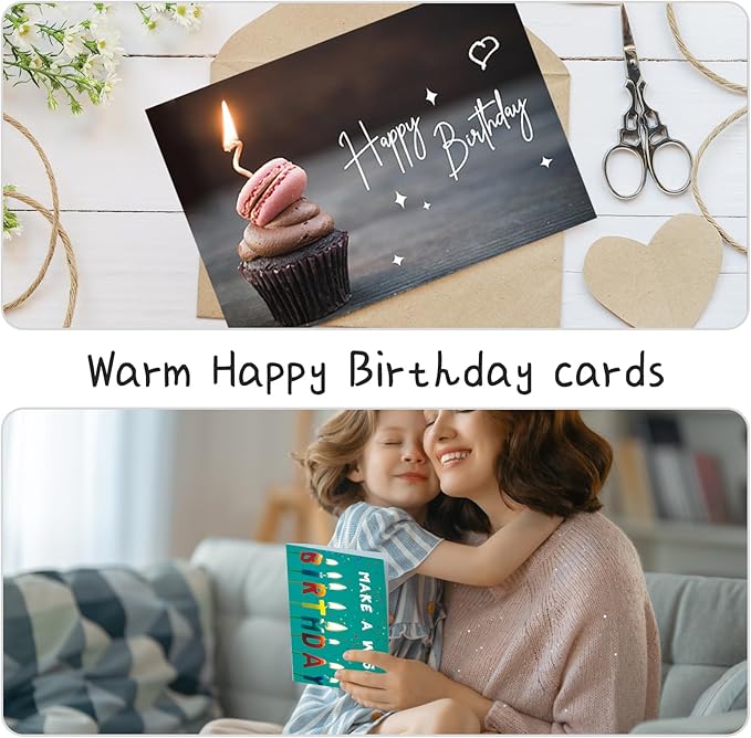 100 Happy Birthday Cards with Envelopes, 20 Unique Designs, Birthday Cards Bulk with Short Generic Message Inside, 4x6 inches, Assorted Birthday Cards Assortment for Business, Office and Personal