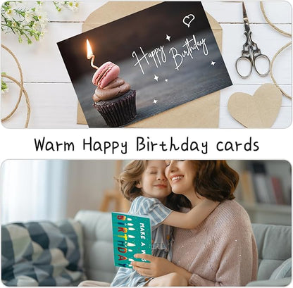 100 Happy Birthday Cards with Envelopes, 20 Unique Designs, Birthday Cards Bulk with Short Generic Message Inside, 4x6 inches, Assorted Birthday Cards Assortment for Business, Office and Personal