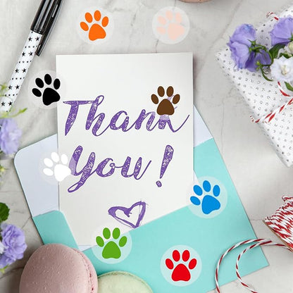 Paw Print Stickers,1.5" Clear Round Bear Paw Print Stickers Dog Puppy Paw Stickers Bear Paw Stickers with Perforation Line (500 PCS,Orange)
