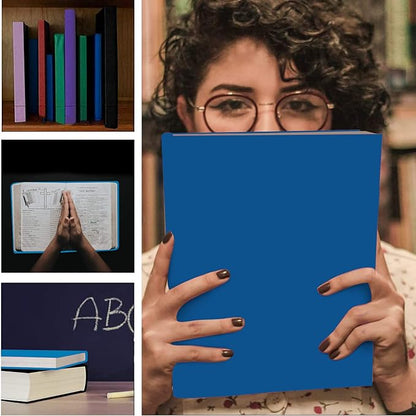 2 Pack Stretchable Book Sleeve Covers, for Paperbacks Hardcover Textbooks up to 9" x 12", Office Supplies with Free Sticker Labels (2 Pack, Light Blue + Blue)