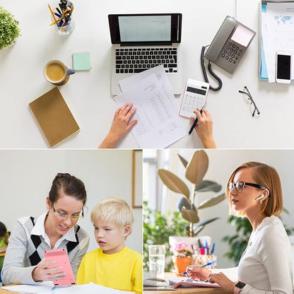 Pink Calculator, UPIHO Pink Office Supplies and Accessories, 10 Digits Solar Battery Basic Office Calculator, Dual Power Desktop Calculator with Large LCD Display, School Supplies